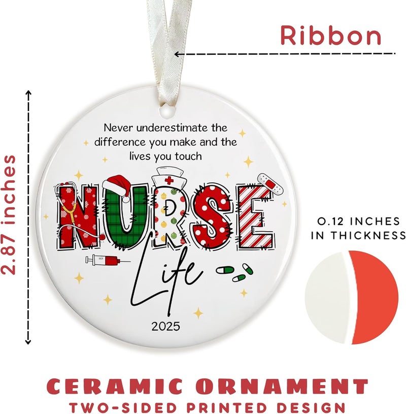 SUCHAGIFT Nurse Ornament - Nurse Ornaments for Christmas Tree - Gifts for Nurses Female - Nurses Preceptor Practitioner Nicu RN Gifts for Women - Nursing Ornaments for Tree - Ceramic Ornament 2025 - Image 2